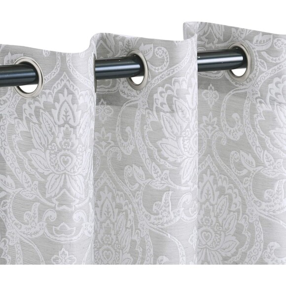 Superior Lotus Jacquard Premium Curtain Panel 2 Piece, Light Grey, 52”W x 84”L - Picture 3 of 6